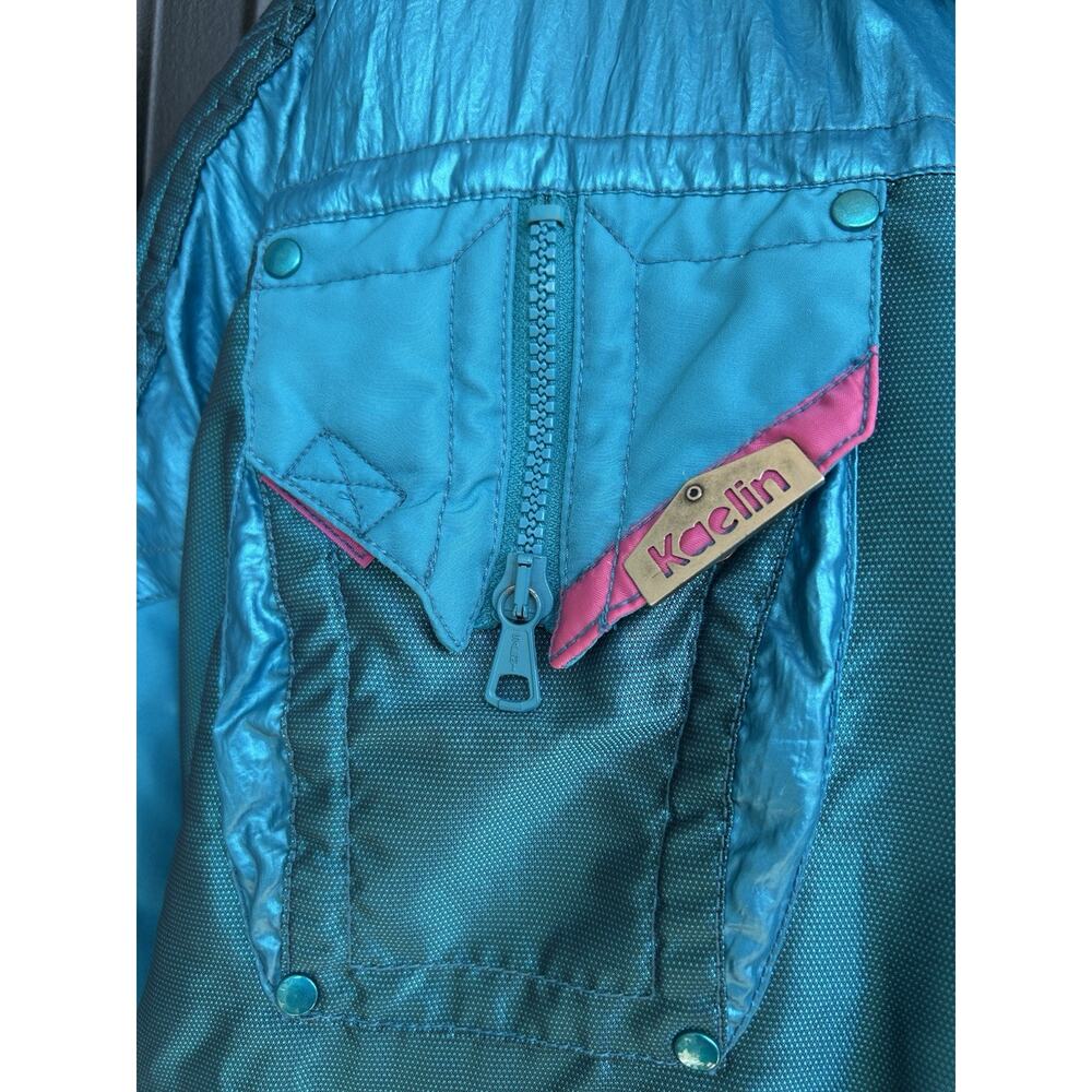 Kaelin Solar Power Ski Jacket Women Sz 10 Metallic Blue Pink Retro Apres Vtg 80s - Picture 8 of 16